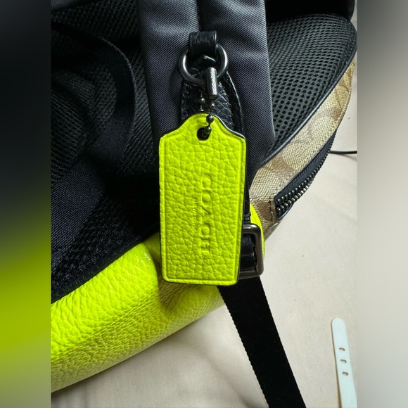 Neon Green Coach Backpack (Like New) - Picture 9 of 11